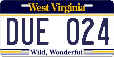 WV license plate DUE024