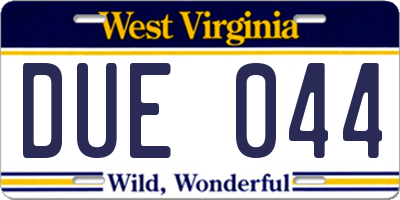 WV license plate DUE044