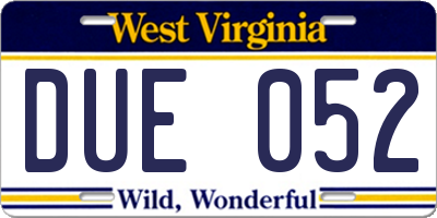 WV license plate DUE052