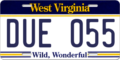 WV license plate DUE055