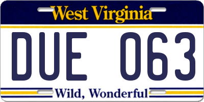 WV license plate DUE063