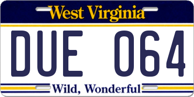 WV license plate DUE064