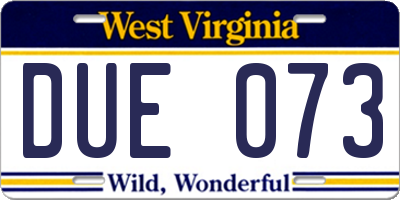 WV license plate DUE073