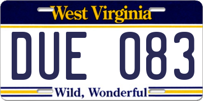 WV license plate DUE083
