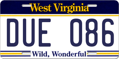 WV license plate DUE086