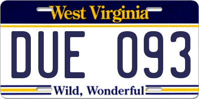 WV license plate DUE093
