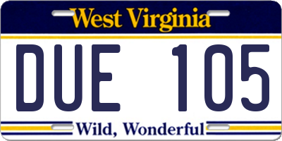 WV license plate DUE105