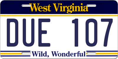 WV license plate DUE107