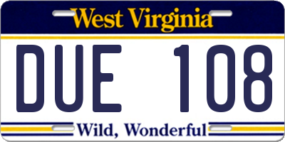 WV license plate DUE108