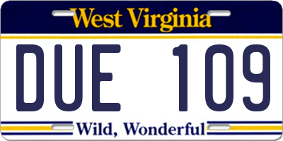 WV license plate DUE109