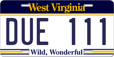 WV license plate DUE111