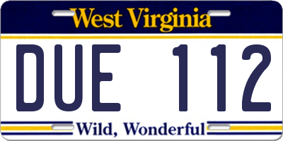WV license plate DUE112