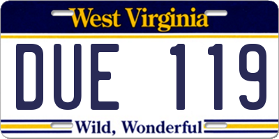 WV license plate DUE119