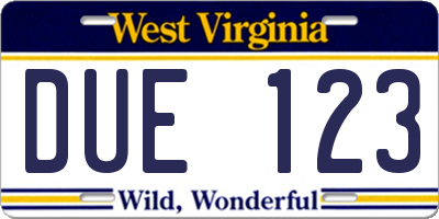 WV license plate DUE123