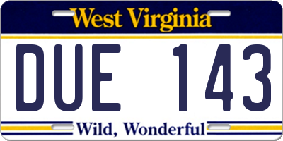 WV license plate DUE143