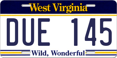 WV license plate DUE145