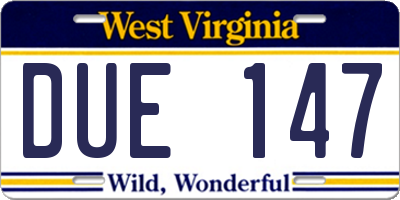 WV license plate DUE147