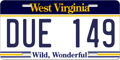 WV license plate DUE149