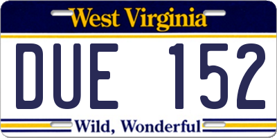 WV license plate DUE152