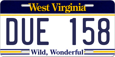 WV license plate DUE158