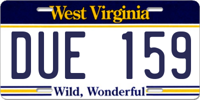 WV license plate DUE159