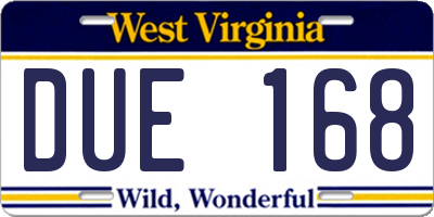 WV license plate DUE168