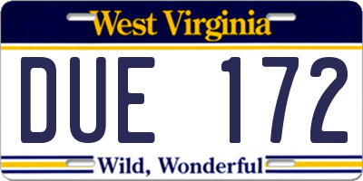 WV license plate DUE172