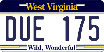 WV license plate DUE175