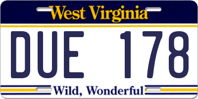 WV license plate DUE178