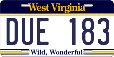 WV license plate DUE183