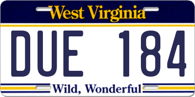 WV license plate DUE184