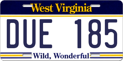 WV license plate DUE185