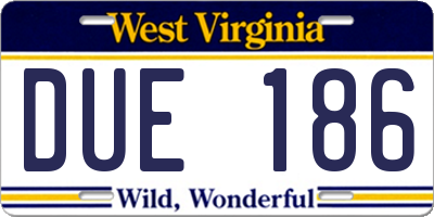 WV license plate DUE186