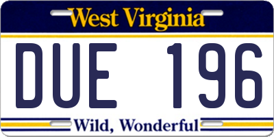 WV license plate DUE196
