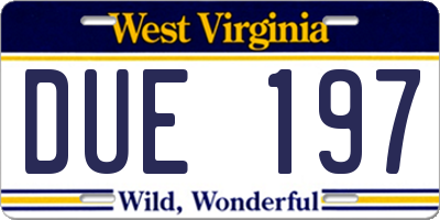 WV license plate DUE197