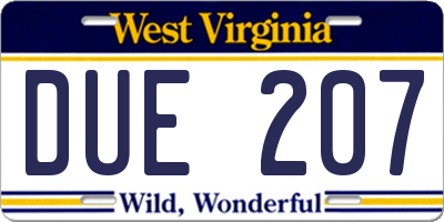 WV license plate DUE207
