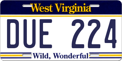 WV license plate DUE224