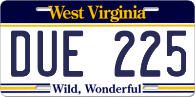 WV license plate DUE225
