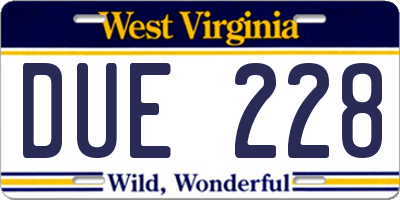 WV license plate DUE228
