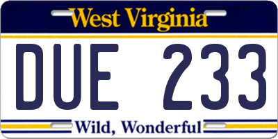 WV license plate DUE233