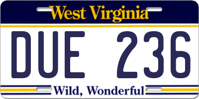 WV license plate DUE236