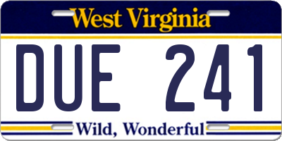 WV license plate DUE241