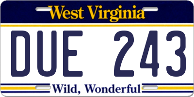 WV license plate DUE243