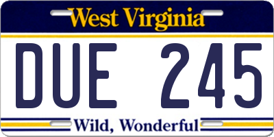 WV license plate DUE245