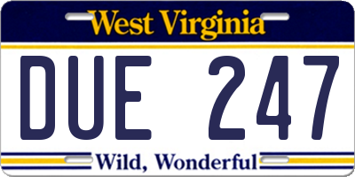 WV license plate DUE247
