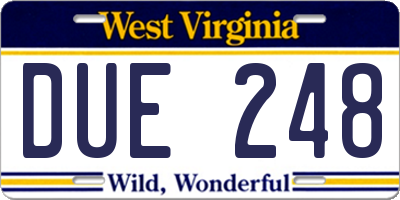 WV license plate DUE248