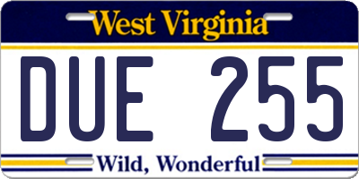 WV license plate DUE255