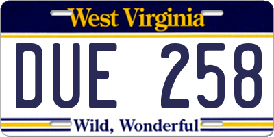 WV license plate DUE258