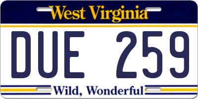 WV license plate DUE259