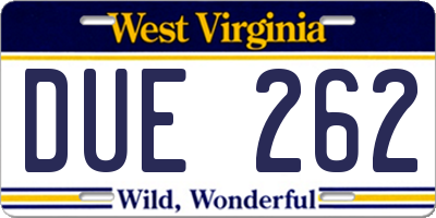 WV license plate DUE262